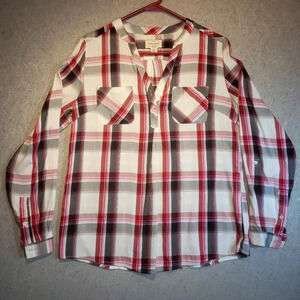 Original Weatherproof Vintage Womens Black Plaid Long Sleeve Button  Up Shirt L